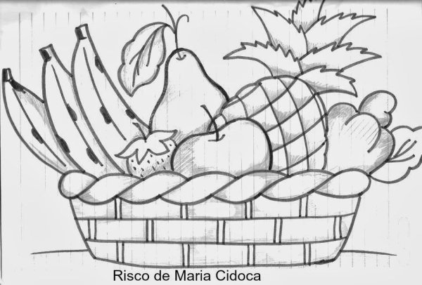 Рисование корзина с фруктами