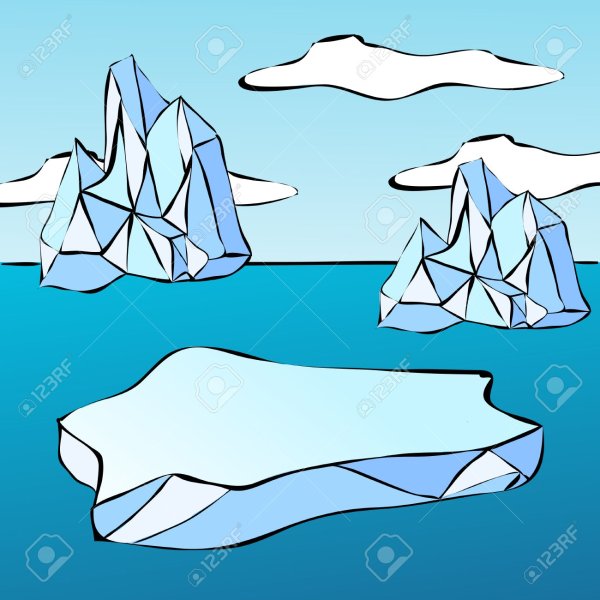 Ледник на белом фоне