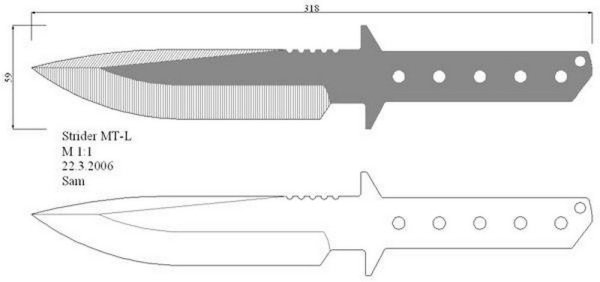 Клинок вакидзаси чертеж