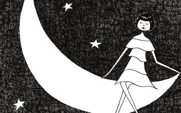 Девочка на Луне на стену