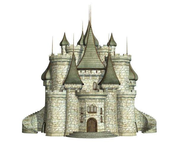Средневековый замок на белом фоне