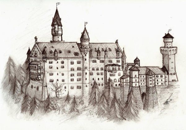Замок Нойшванштайн скетч