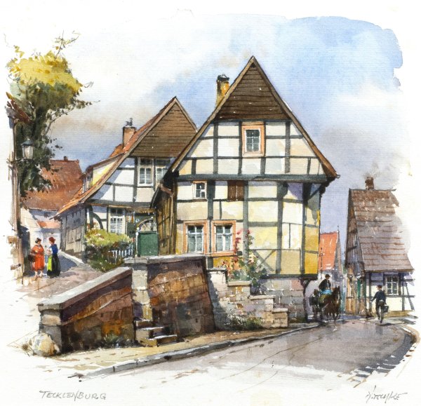 Detlev Nitschke города Европы акварели