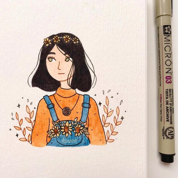 Рисунки в скетчбуке девушки фломастерами