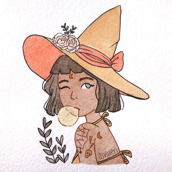 Рисунки для скетчбука в шляпе