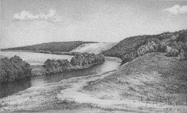 Донской пейзаж карандашом