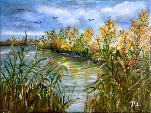 Живопись , художник Рылов ,река, камыши