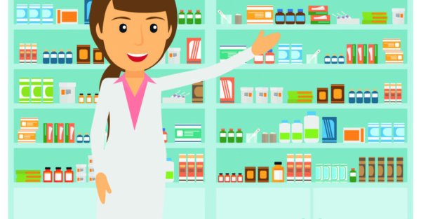 Рисунок фармацевта в аптеке