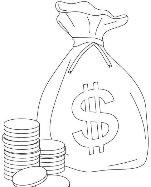 Мешок с деньгами раскраска