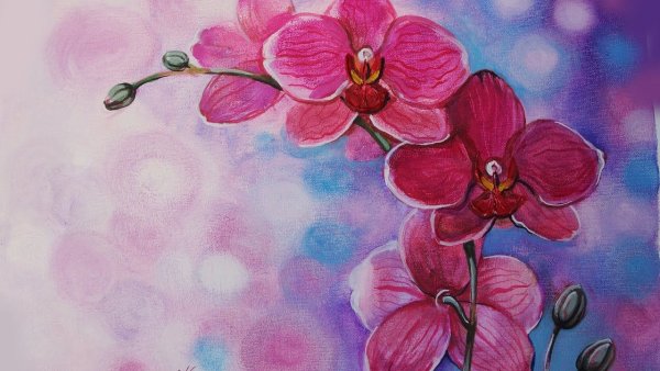 Орхидея гуашью