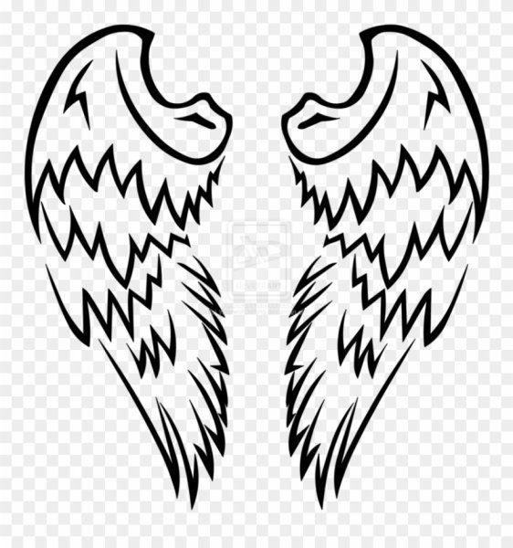 Тату Крылья трафарет