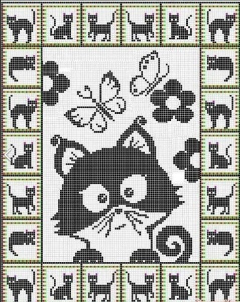 Жаккардовые узоры кошки