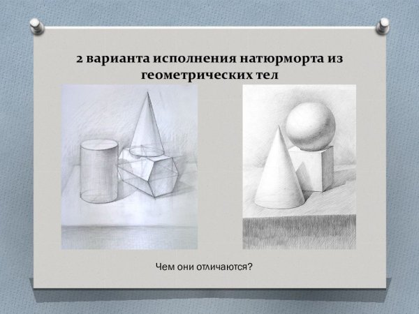 Натюрморт из геометрических тел свет снизу 8 класс