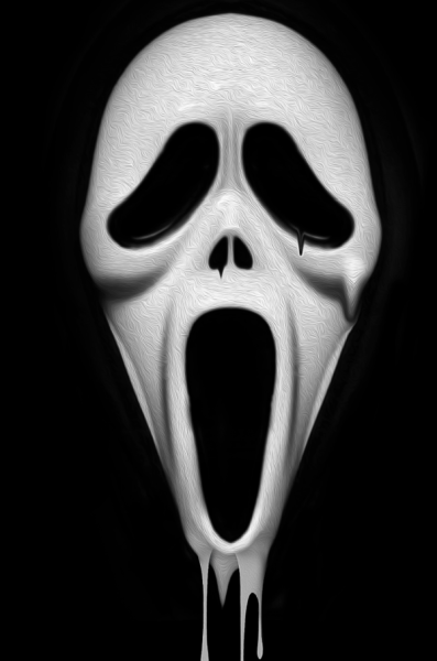 Маска крик на черном фоне