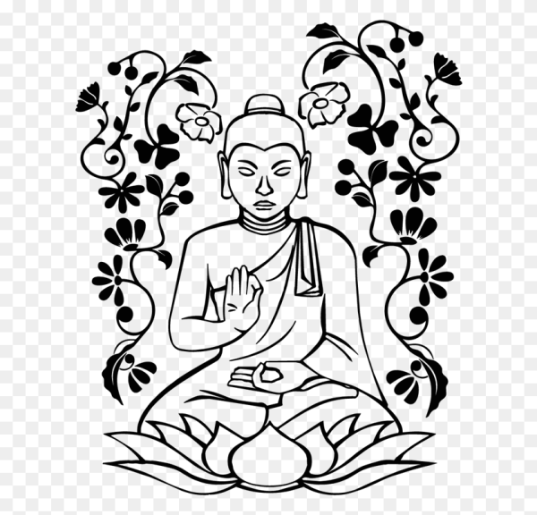 Будда Шакьямуни черно-белый