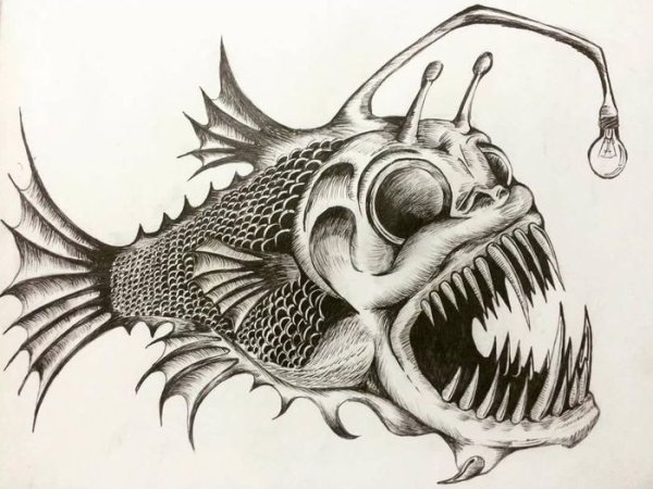 Скелет рыбы удильщика