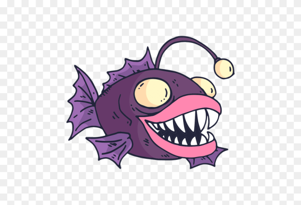 Злая мультяшная рыба