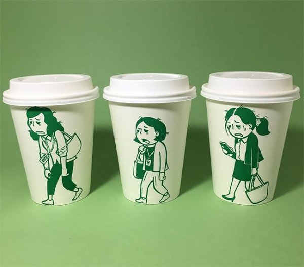 Прикольные наклейки на кофейные стаканчики
