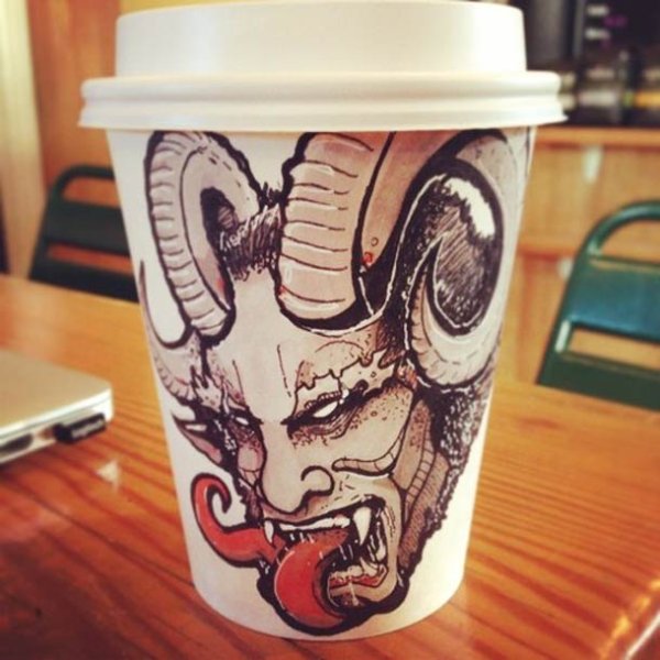 Рисование на стаканчиках для кофе