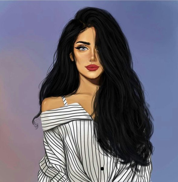 Мультяшная девочка с черными волосами