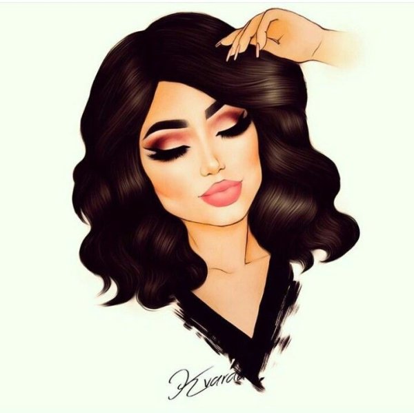 Нарисованная девушка с ресничками