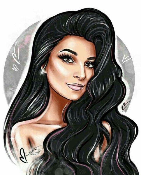 Портрет брюнетки с длинными волосами