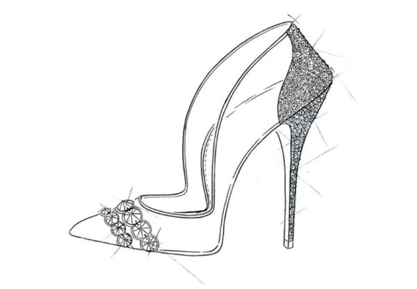 Туфелька Золушки трафарет