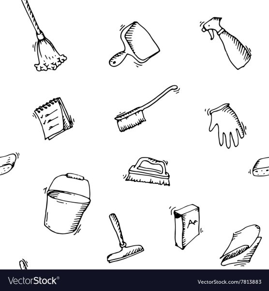 Ведро и швабра рисунок