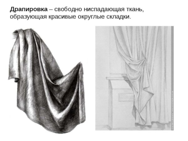 Складки ткани карандашом