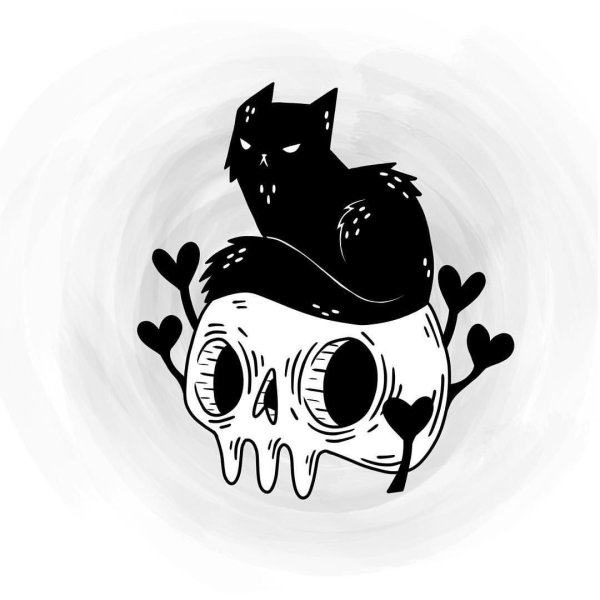Череп кота эскиз тату
