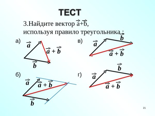 Правило треугольника векторы вычитание