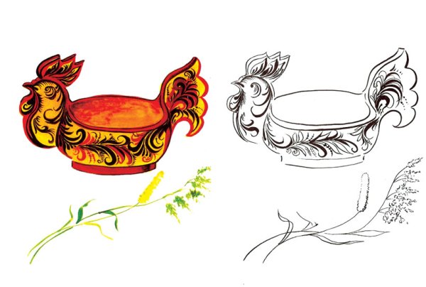 Пермогорская роспись хлебница