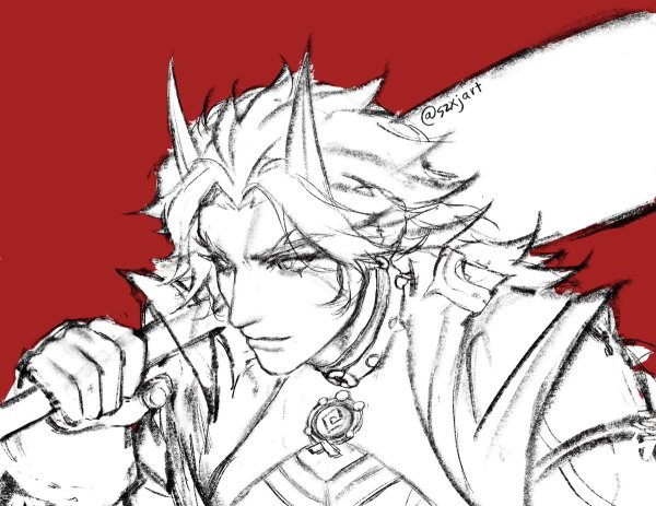 Черно белый Итто Геншин