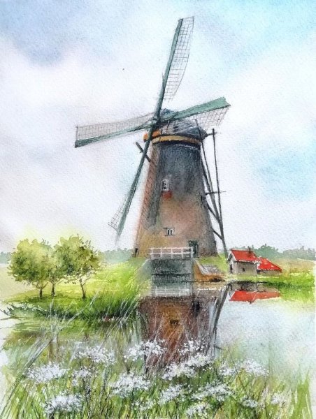 Ветряная мельница вектор