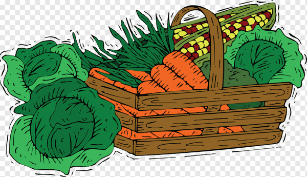 Корзина с овощами мультяшная