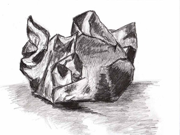 Смятая бумага карандашом