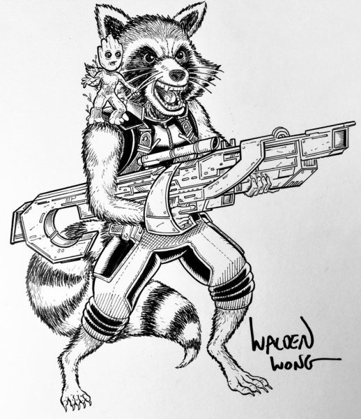 Раскраски Марвел енот ракета