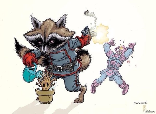 Енот и Грут Марвел