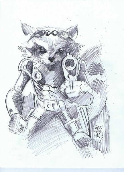 Енот ракета Стражи Галактики раскраска