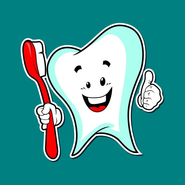 Зуб с щеткой