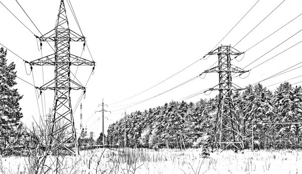 Опора вл 220 кв черно-белая