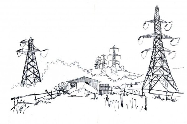 Линия электропередач эскиз