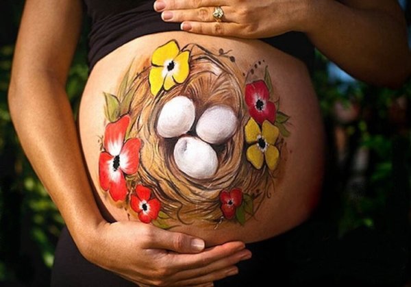 Аквагрим для беременных на животе