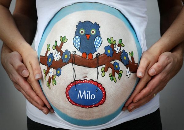 Оригинальные рисунки на беременном животе