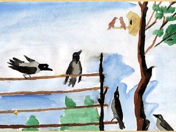 Рисование скворца