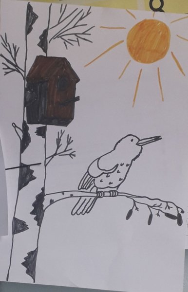 Иллюстрация на тему Скворушка прощается