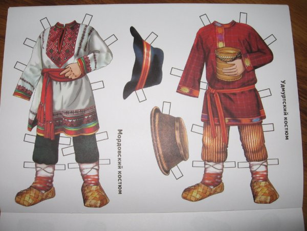 Куклы бумажные и национальный костюм русский