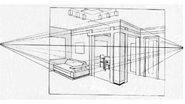 Перспектива комнаты сбоку