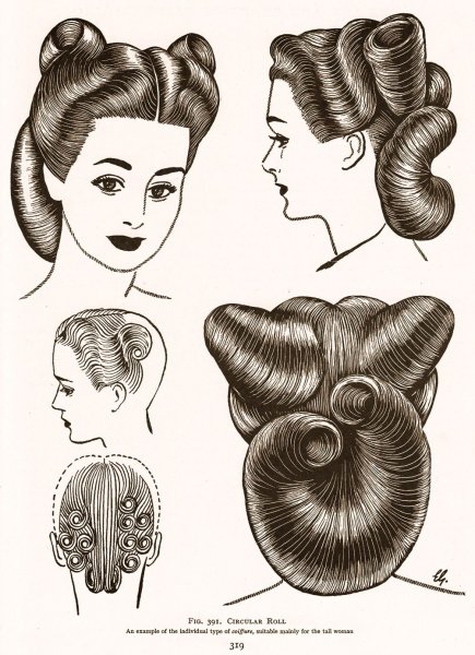 Прическа ретро стиль эскиз