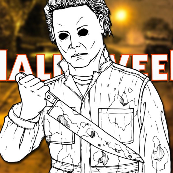 Веселый счастливый няшный Майкл Майерс рисунок